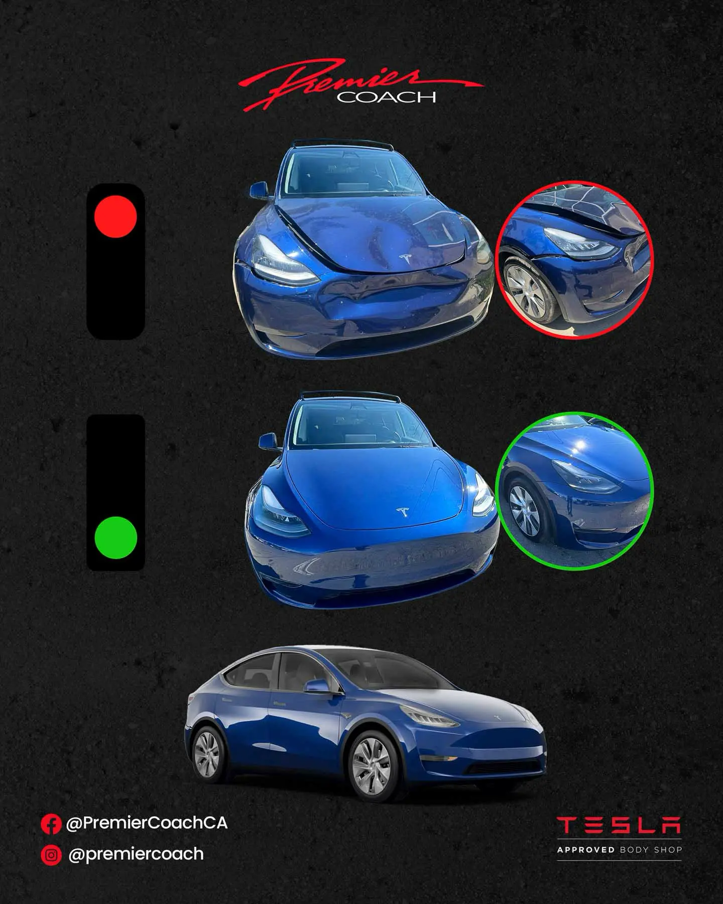 Premier Coach Auto Collision Thousand Oaks Camarillo Web Flyers-112 Car Accident Repair Tesla Premier Coach Auto Collision Thousand Oaks Camarillo Oxnard Calabasas Agoura Hills Westlake Village